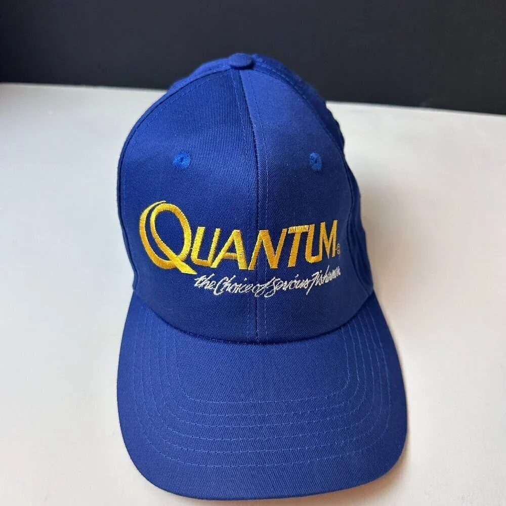 VINTAGE 80'S QUANTUM FISHING FISHERMAN HAT BLUE ROPE SNAPBACK CAP NEVER WORN